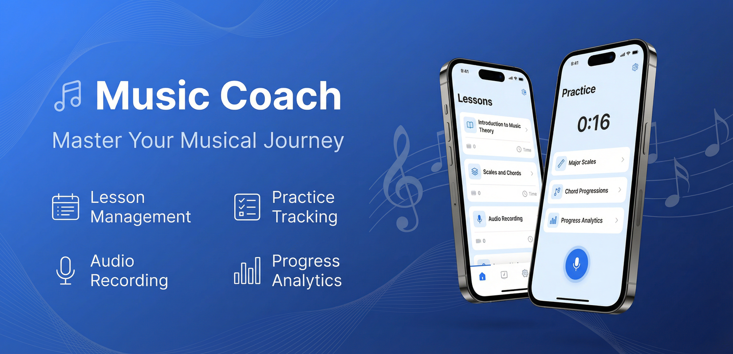 Music Coach App - Lessons and Practice screens